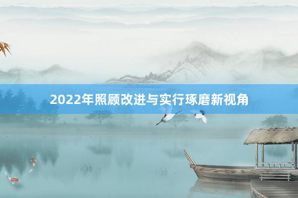 2022年照顾改进与实行琢磨新视角